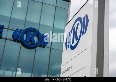 Munich, Allemagne. 01 Sep, 2025. Le siège de Knorr-Bremse SYSTEME für Nutzfahrzeuge GmbH. Crédit : Peter Kneffel/dpa/Alamy Live News Banque D'Images