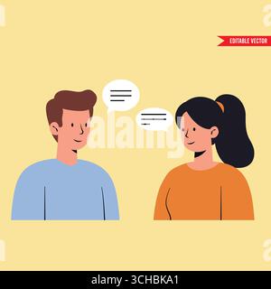 Communication : homme et femme en conversation Illustration de Vecteur