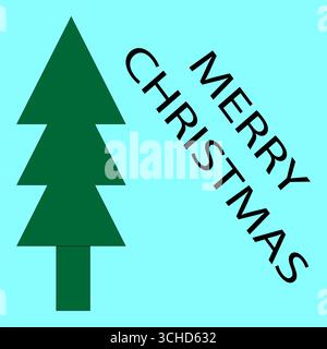 Joyeux voeux de Noël. Arbre de Noël vert. Fond festif bleu. Typographie vectorielle de vacances. Illustration de Vecteur