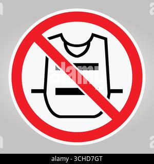Un panneau d'interdiction clair symbolisant la restriction de l'utilisation des armures corporelles, avec un cercle rouge et une ligne de frappe. Idéal pour les réglementations de sécurité ou educ Illustration de Vecteur