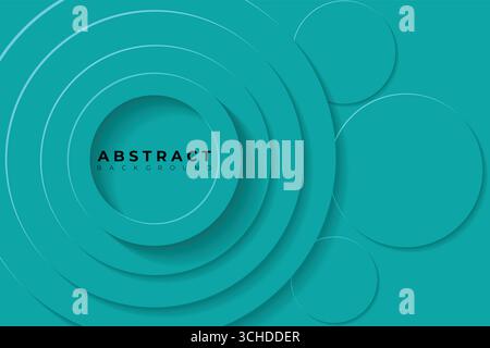 Fond abstrait avec une couche de papier cyan foncé de cercle 3d, illustration vectorielle Illustration de Vecteur