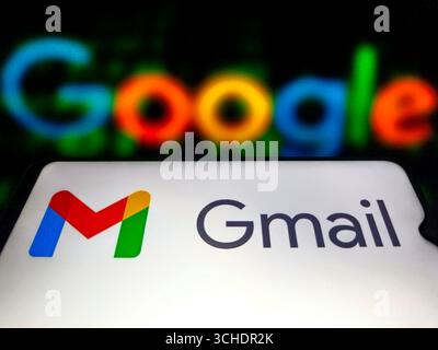 SUQIAN, CHINE - 2 SEPTEMBRE 2025 - une photo d'illustration montre le logo Google Gmail dans un smartphone à Suqian, province du Jiangsu, Chine, le 2 septembre 2025. Banque D'Images