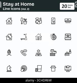 Icônes Stay at Home Line (Vol. 2) Illustration de Vecteur