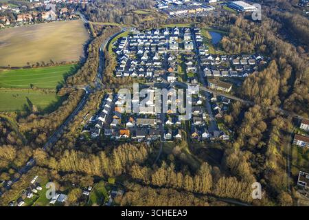 Vue aérienne, nouveau logement sur Sachsenring, quartier Heessen, Hamm, région de la Ruhr, Rhénanie-du-Nord-Westphalie, Allemagne Banque D'Images