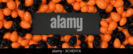 Bulles d'Halloween autour d'une zone grise vide rectangulaire - rendu 3D. Banque D'Images
