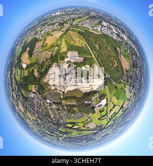 Photo aérienne, CreativRevier Hamm, ancienne mine de charbon Heinrich-Robert, globe terrestre, image fisheye, image à 360 degrés, monde minuscule, petite planète, fisheye im Banque D'Images