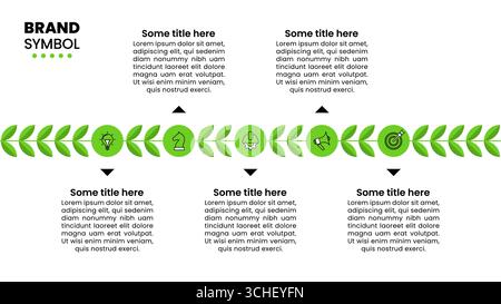 Modèle d'infographie avec icônes et 5 options ou étapes. Ligne verte. Peut être utilisé pour la mise en page de flux de travail, diagramme, bannière, webdesign. Illustration vectorielle Illustration de Vecteur