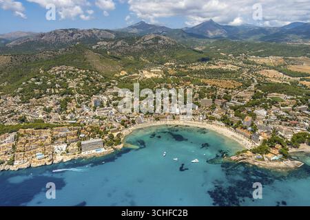 Vue aérienne, Baie de Peguera, plage Playa Peguera, plage Platja Gran de Tora, Camp de Mar (ES), Europe, Baléares, Espagne Banque D'Images
