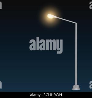 Poteau de lampadaire avec Spotlight Beam la nuit. Illustration vectorielle. Illustration de Vecteur