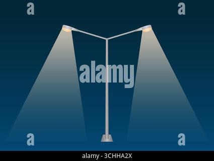 Poteau de lampadaire avec Spotlight Beam la nuit. Illustration vectorielle. Illustration de Vecteur