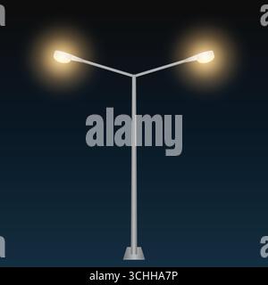 Poteau de lampadaire avec Spotlight Beam la nuit. Illustration vectorielle. Illustration de Vecteur