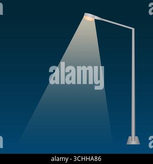 Poteau de lampadaire avec Spotlight Beam la nuit. Illustration vectorielle. Illustration de Vecteur