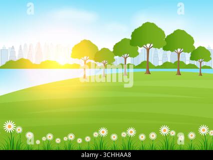 Green Park. Parc public. Fond de City Park. Illustration vectorielle. Illustration de Vecteur