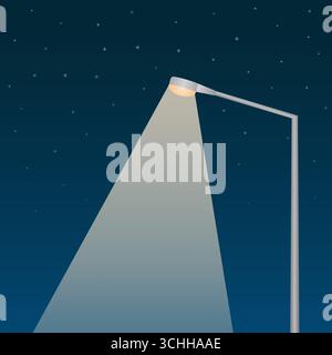 Poteau de lampadaire avec Spotlight Beam la nuit. Illustration vectorielle. Illustration de Vecteur