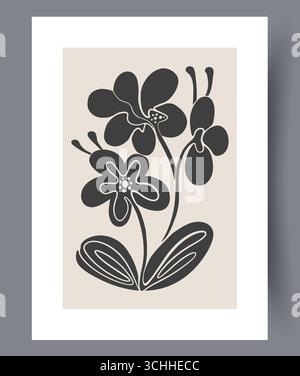 Motif floral stylisé avec des motifs complexes dans des nuances classiques de noir et blanc Banque D'Images