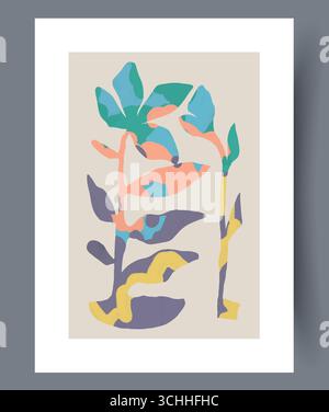 Illustrations de plantes abstraites vibrantes et colorées parfaites pour un style de décoration moderne Illustration de Vecteur