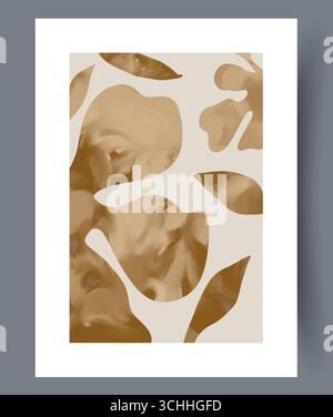 Il s'agit d'un design floral brun abstrait mettant en vedette des formes organiques et des éléments captivants Illustration de Vecteur
