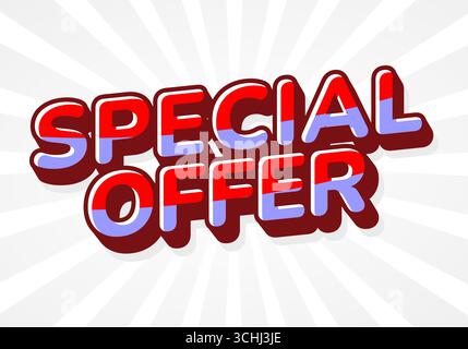 Un motif éclatant avec les mots Special Offer dans une typographie colorée et audacieuse. L'arrière-plan a un motif radial, améliorant le thème promotionnel Illustration de Vecteur
