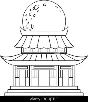 Festival de la mi-automne Lune Temple chinois isolé Illustration de Vecteur
