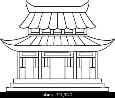 Festival de la mi-automne Temple chinois isolé Illustration de Vecteur