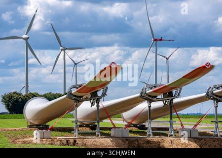 Baustelle für die Erweiterung des Windpark Lövenich, im Rheinischen Braunkohlerevier, östlich von Erkelenz, 4 Vestas V162 Windenereanlagen mit einer Leistung von 5,6 MW werden neu gebaut, NRW, Deutschland Windpark *** chantier de construction pour l'expansion du parc éolien Lövenich, dans la zone d'extraction de lignite rhénane, à l'est d'Erkelenz, 4 éolienne Vestas V162 d'une capacité de 5,6 MW sont en construction, parc éolien Allemagne Banque D'Images