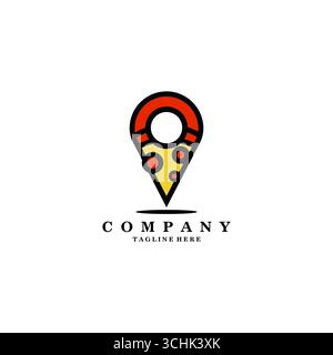 Logo Creative Pizza point. Pizza et épingle, carte, emplacement Pizza place logo icône symbole modèle de conception vectorielle. Illustration de Vecteur