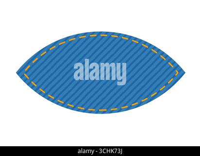 Patch denim forme d'oeil de lentille avec coutures couture Jean illustration de mode. Modèle de couleur bleue de vêtement plat isolé sur fond blanc Illustration de Vecteur