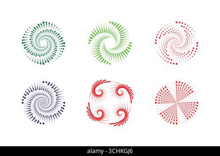 Forme géométrique en pointillés en spirale.formes radiales géométriques pour l'arrière-plan. Illustration de Vecteur