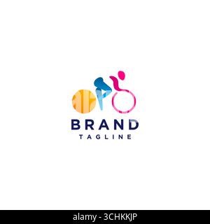 Colorée simple abstrait cycliste Silhouette logo Design. Simple Bike Racer icône Silhouette logo Design. Illustration de Vecteur