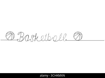 Basket-ball une ligne réglable Dessin en ligne continue de balle Illustration de Vecteur