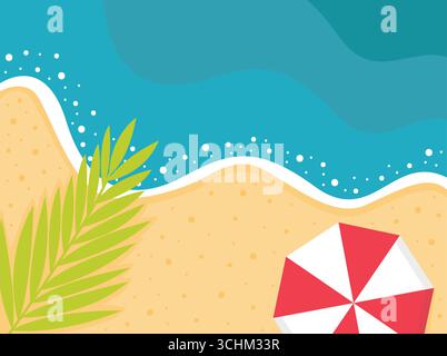 Affiche vue sur la plage d'été Illustration de Vecteur