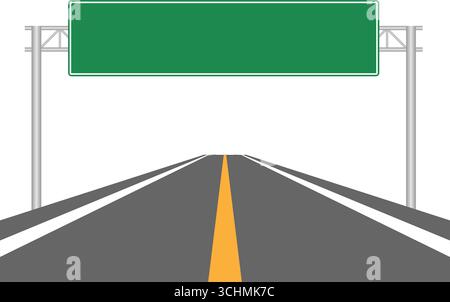 Autoroute avec panneau de signalisation. Autoroute avec panneau routier. Panneau de signalisation. Illustration vectorielle. Illustration de Vecteur