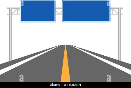 Autoroute avec panneau de signalisation. Autoroute avec panneau routier. Panneau de signalisation. Illustration vectorielle. Illustration de Vecteur