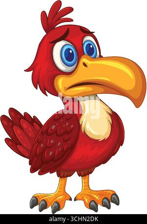 Illustration d'oiseau vectoriel aux couleurs vives avec des caractéristiques exagérées, des lignes nettes et un fond blanc Illustration de Vecteur