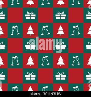 Modèle d'échecs avec des éléments de vacances d'hiver. Motif vectoriel sans couture de Noël Illustration de Vecteur