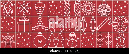 Fond géométrique abstrait bauhaus de Noël. Motif joyeux Noël, papier peint, bannière, conception de couverture festive célébration d'hiver. Festif sans couture Illustration de Vecteur