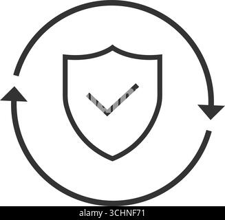 Icône de sécurité vérifiée – bouclier avec flèche de mise à jour pour la protection, la sécurité et la fiabilité. Illustration vectorielle Illustration de Vecteur
