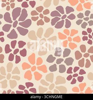 Motif floral abstrait sans couture, fleurs stylisées dans des tons terreux sourds Illustration de Vecteur