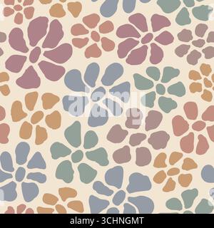 Motif floral abstrait sans couture, fleurs stylisées dans des tons terreux sourds Illustration de Vecteur