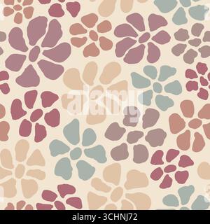 Motif floral abstrait sans couture, fleurs stylisées dans des tons terreux sourds Illustration de Vecteur
