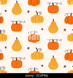 Citrouilles modèle sans couture Thanksgiving ferme d'automne Illustration de Vecteur