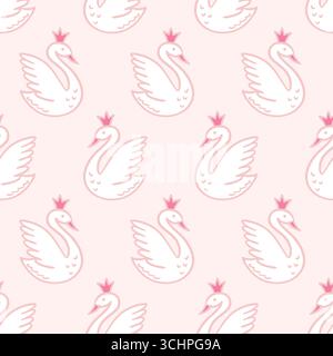 Beau motif sans couture vectoriel dessiné à la main de Swan Illustration de Vecteur