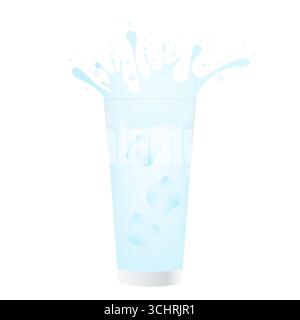Verre d'eau avec glaçons. Illustration vectorielle. Illustration de Vecteur