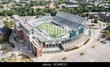 Une vue aérienne du stade Spartan de l'université d'État du Michigan, domicile de l'équipe de football des Spartans qui participe à la conférence Big Ten de la NCAA. Banque D'Images