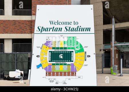 Stade Spartan de l'université d'État du Michigan, domicile de l'équipe de football des Spartans qui participe à la conférence Big Ten de la NCAA. Banque D'Images