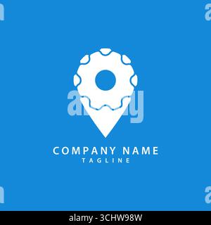 Conception de logo de réparation de voiture automobile moderne minimal emplacement outils de clé gps point de service de réparation Illustration de Vecteur