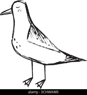 Un croquis d'oiseau magnifiquement charmant qui est parfait pour divers designs et projets multimédias à thème nature. Clipart de ligne d'esquisse vectorielle noir et blanc. Illustration de Vecteur