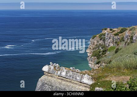 Vue sur la ville et la baie de Nazare, Nazare, quartier Leiria, Portugal, Europe, Nazare, vue aérienne, vue oiseaux-yeux, voyage, photographie de voyage Banque D'Images