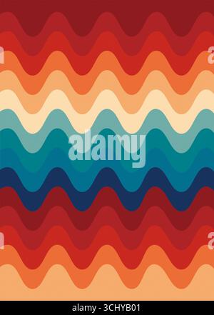 Un motif rétro avec des lignes ondulées horizontales dans un dégradé de couleurs. Banque D'Images