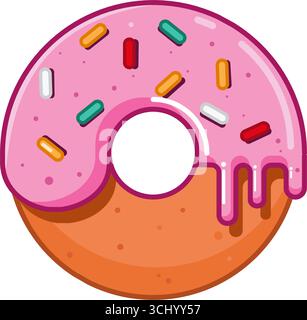 Icône de Donut isolé dessin animé vectoriel de nourriture Design plat Illustration de Vecteur